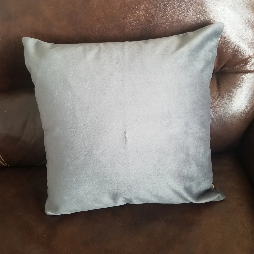 Last One-‎ Velvet Embroidered Pillow Covers 2 Pc Set Gray Gold Embroidery